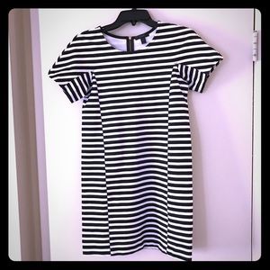 J. Crew Black and White Stripped Dress